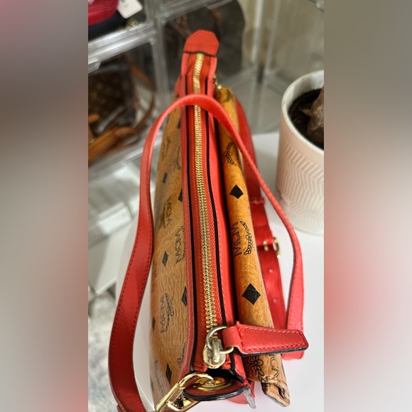 MCM Crossbody Bag in Orange with Red Trim - Picture 5 of 8